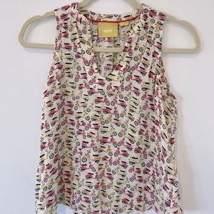 Maeve vespa print sleeveless blouse XS